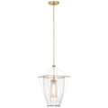 Ovalle 13" Lantern | Antique-Burnished Brass | Clear Glass