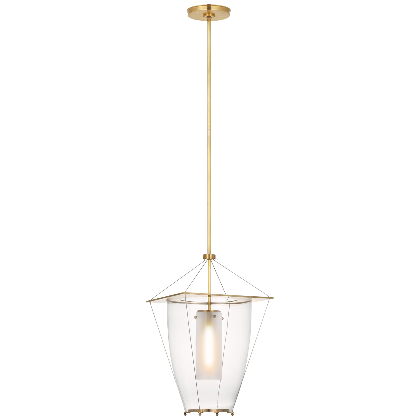 Ovalle 13" Lantern | Antique-Burnished Brass | Clear Glass
