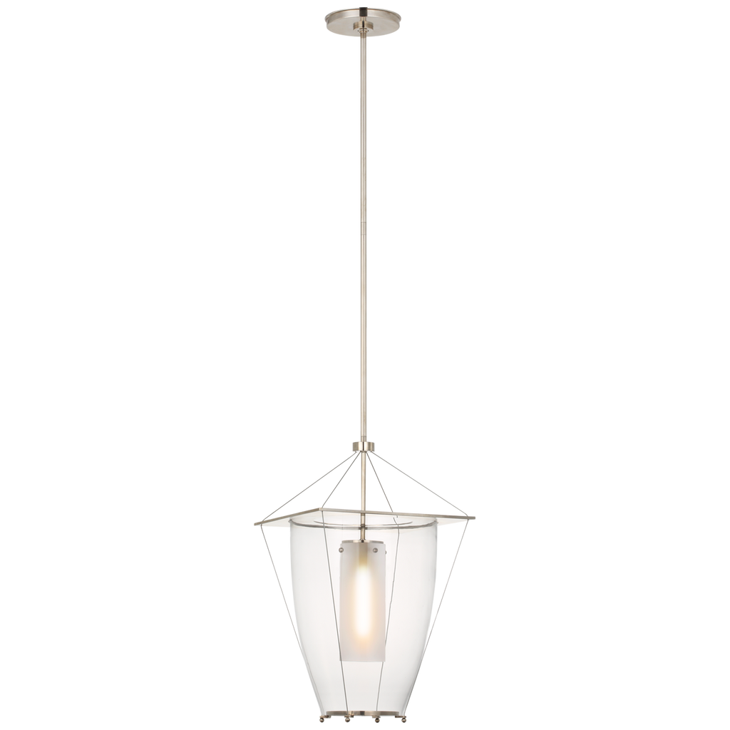 Ovalle 13" Lantern | Antique Nickel | Clear Glass