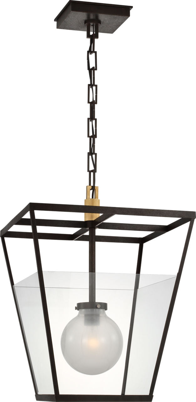 Illume 18" Lantern | Warm Iron and Antique-Burnished Brass | Clear Glass