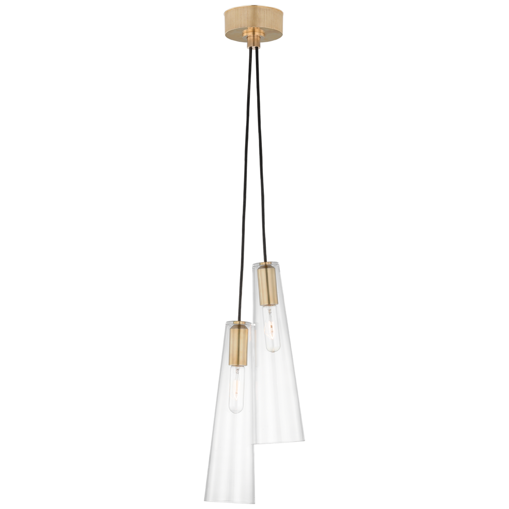 Osvaldo 4" Double Pendant | Antique-Burnished Brass | Clear Glass