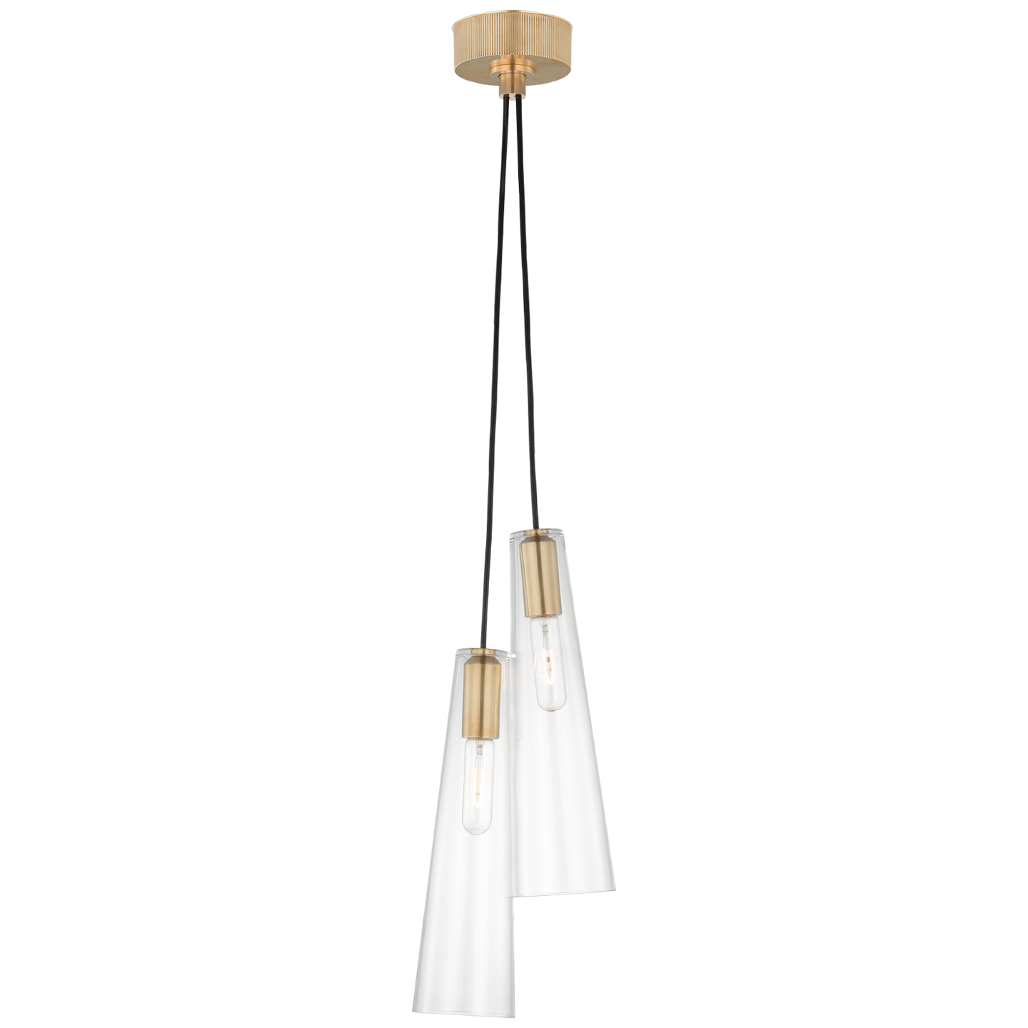 Osvaldo 4" Double Pendant | Antique-Burnished Brass | Clear Glass