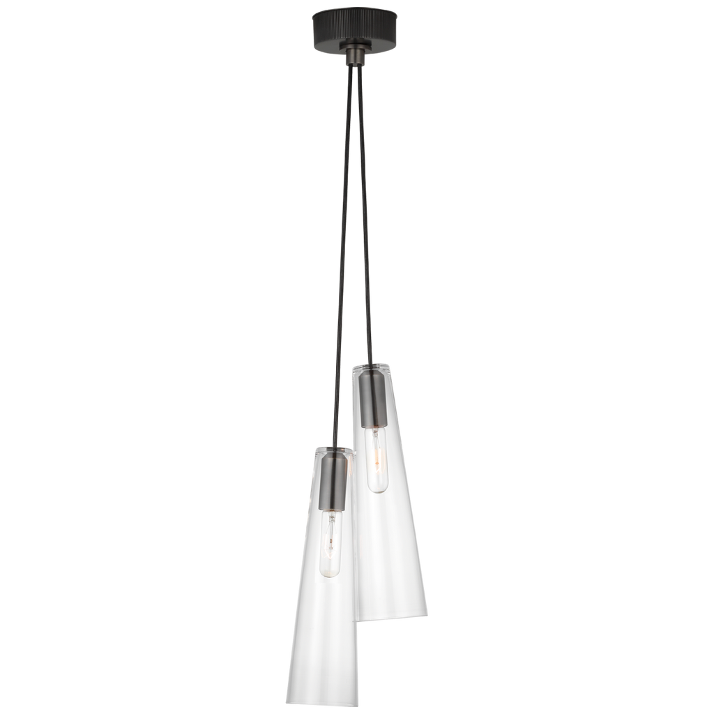 Osvaldo 4" Double Pendant | Bronze | Clear Glass