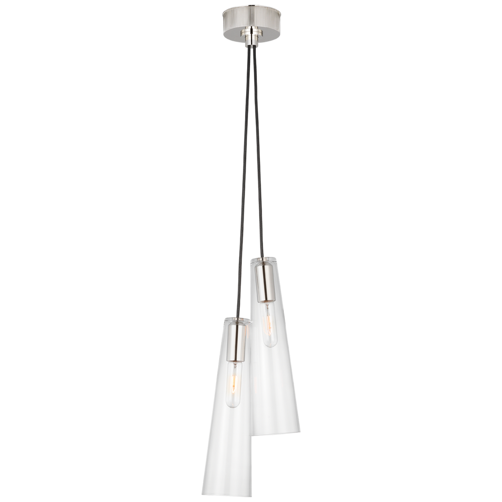 Osvaldo 4" Double Pendant | Polished Nickel | Clear Glass