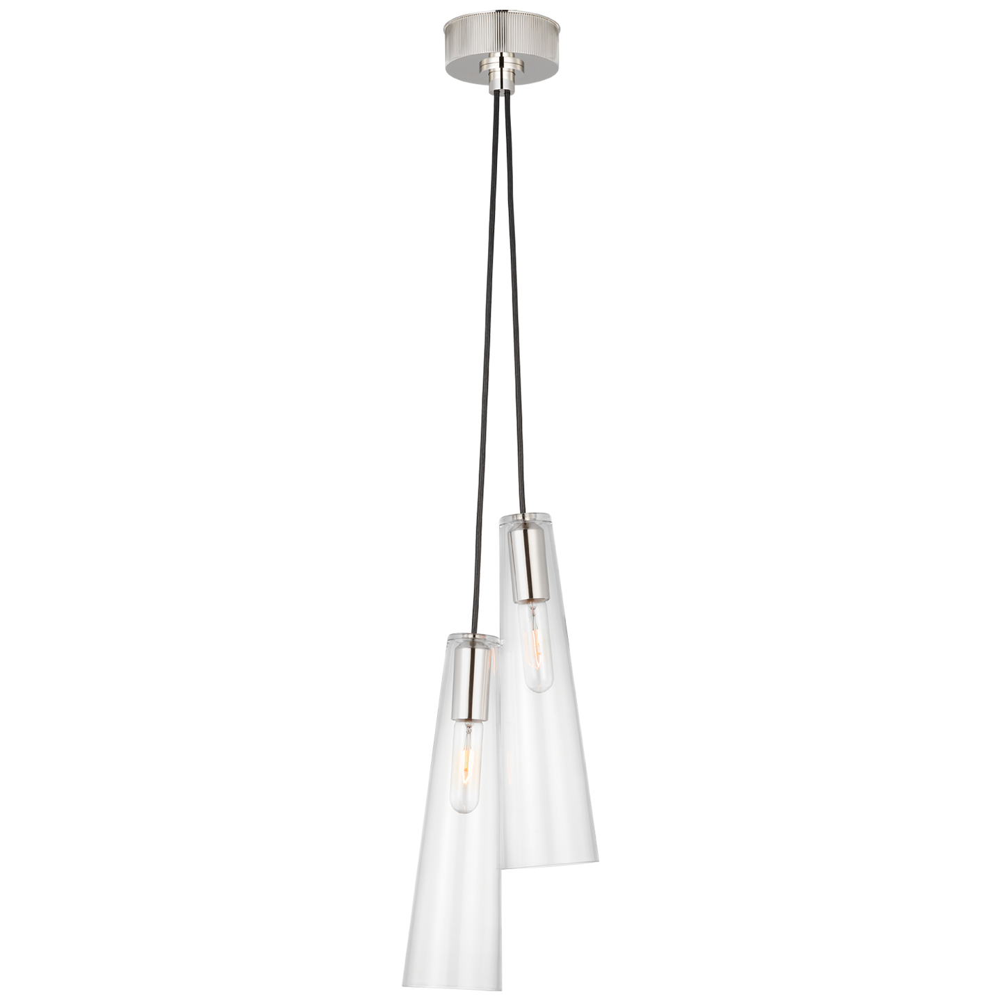 Osvaldo 4" Double Pendant | Polished Nickel | Clear Glass