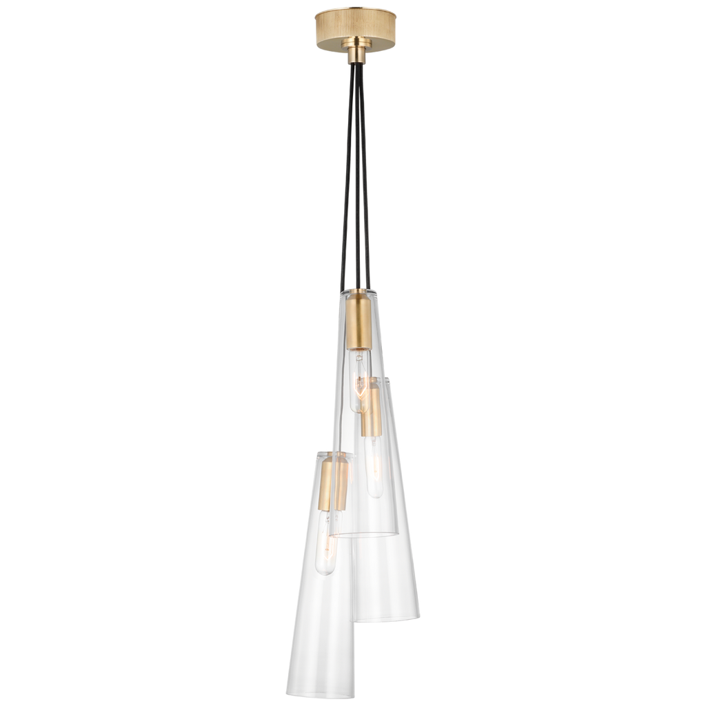 Osvaldo 4" Triple Pendant | Antique-Burnished Brass | Clear Glass