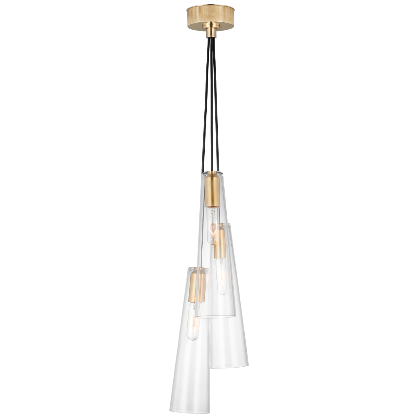 Osvaldo 4" Triple Pendant | Antique-Burnished Brass | Clear Glass
