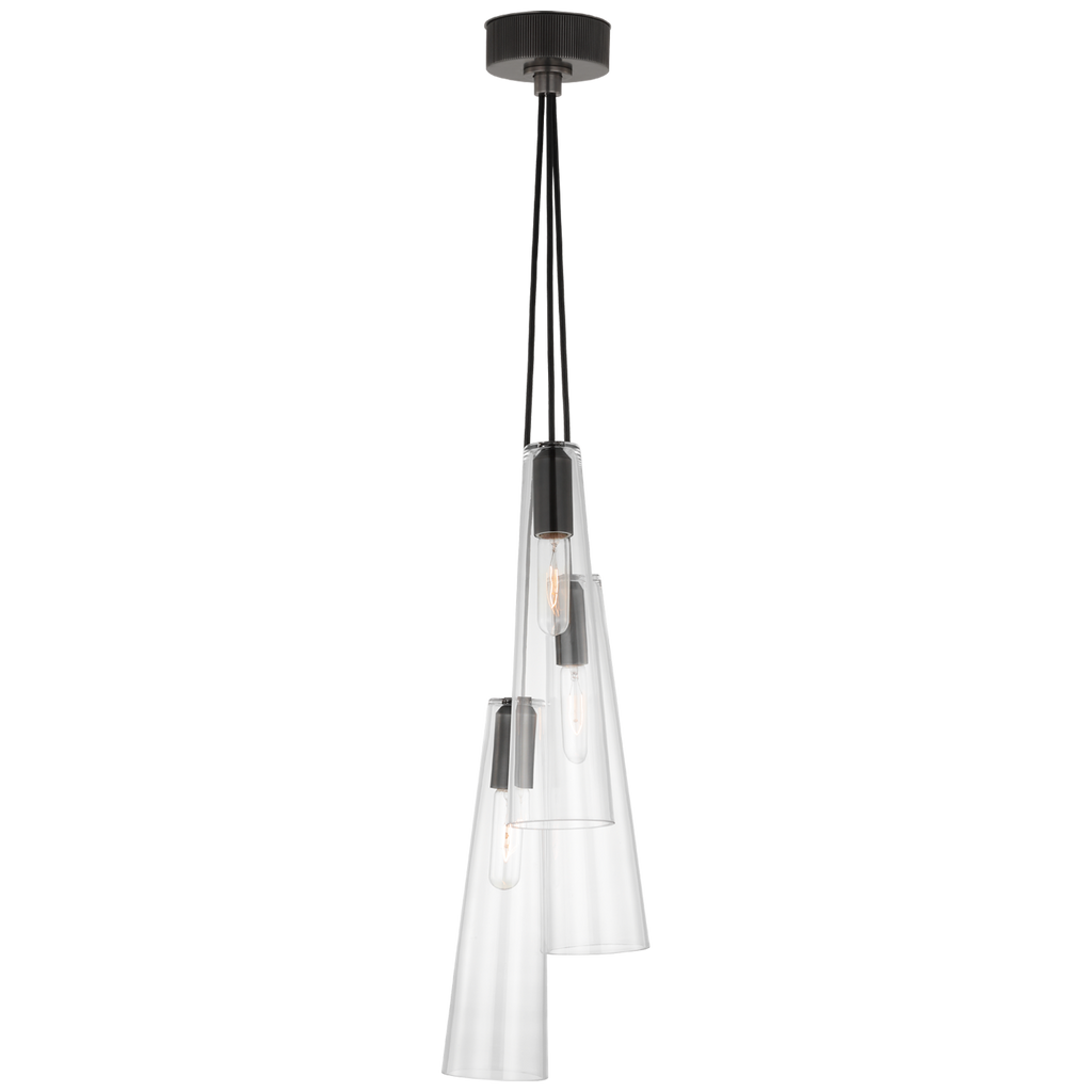 Osvaldo 4" Triple Pendant | Bronze | Clear Glass