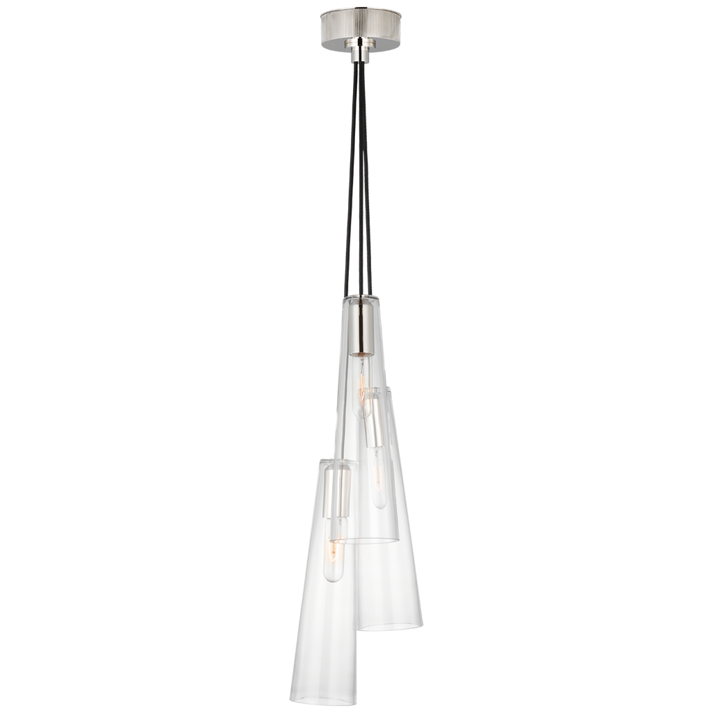 Osvaldo 4" Triple Pendant | Polished Nickel | Clear Glass