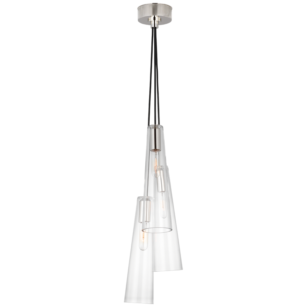 Osvaldo 4" Triple Pendant | Polished Nickel | Clear Glass
