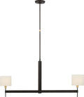 Brontes Large Linear Chandelier | Warm Iron and Antique Brass | Linen Shades