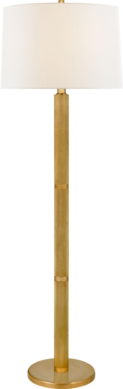 Barrett Large Knurled Floor Lamp | Natural Brass | Linen Shade