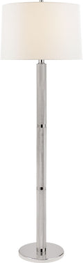 Barrett Large Knurled Floor Lamp | Polished Nickel | Linen Shade
