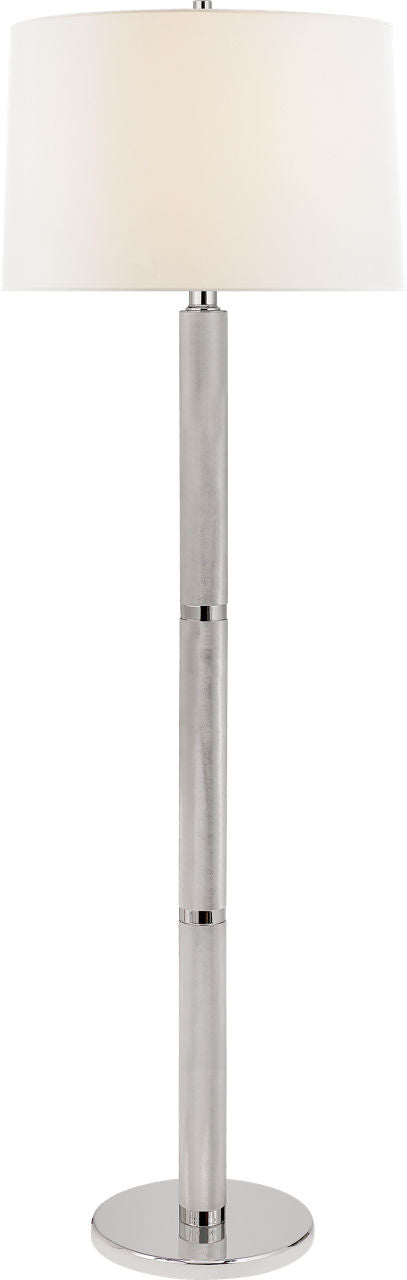 Barrett Large Knurled Floor Lamp | Polished Nickel | Linen Shade