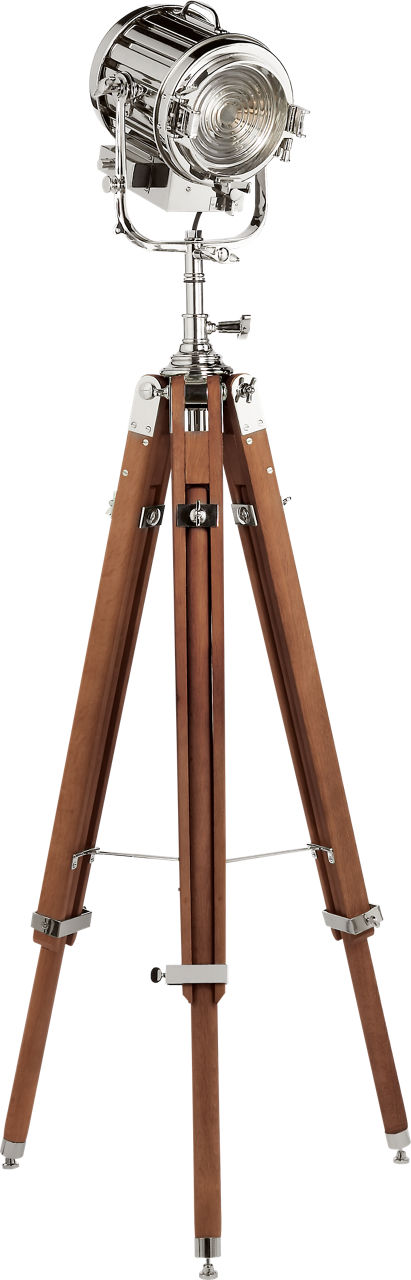 Montauk Search Light Floor Lamp | Mahogany and Polished Nickel