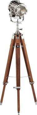 Montauk Search Light Floor Lamp | Mahogany and Polished Nickel