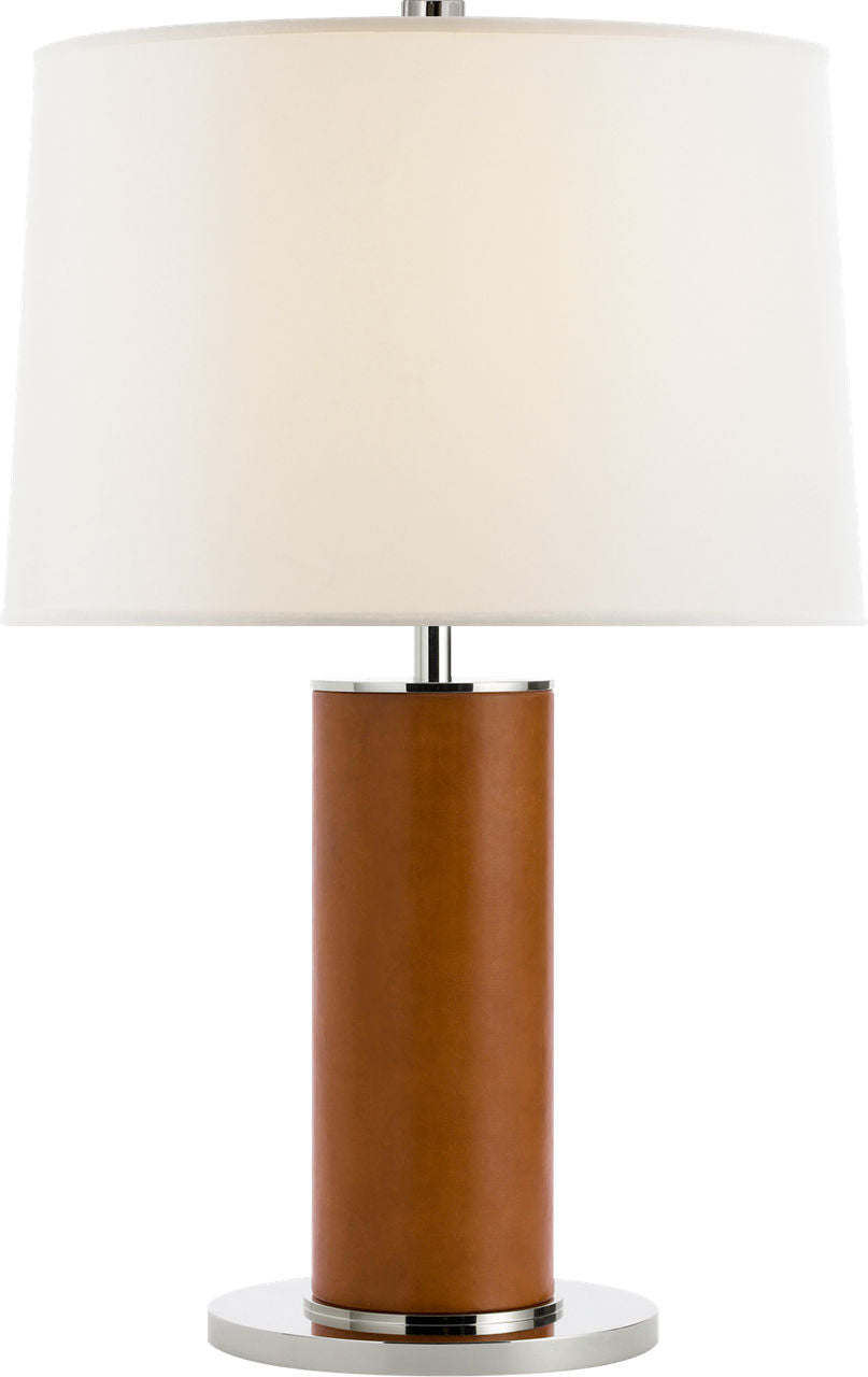 Beckford Table Lamp | Saddle Leather | Linen Shade