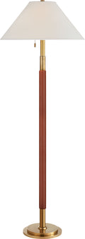 Garner Floor Lamp | Natural Brass and Saddle Leather | Percale Shade