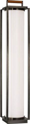 Northport Floor Lantern | Bronze and Teak | White Glass