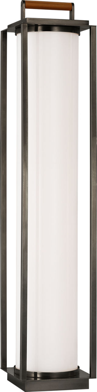 Northport Floor Lantern | Bronze and Teak | White Glass