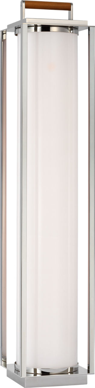 Northport Floor Lantern | Polished Nickel and Teak | White Glass