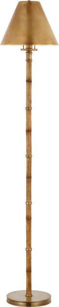 Dalfern Petite Reading Floor Lamp | Waxed Bamboo and Natural Brass | Natural Brass Shade