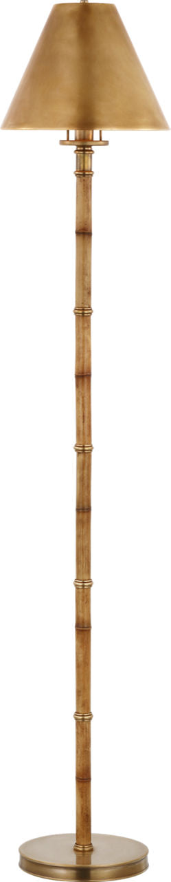 Dalfern Petite Reading Floor Lamp | Waxed Bamboo and Natural Brass | Natural Brass Shade