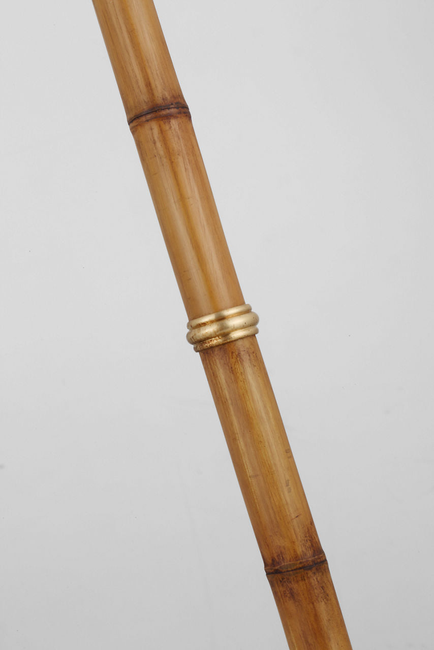 Dalfern Petite Reading Floor Lamp | Waxed Bamboo and Natural Brass | Natural Brass Shade