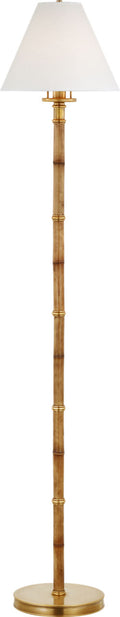 Dalfern Petite Reading Floor Lamp | Waxed Bamboo and Natural Brass | White Parchment Shade