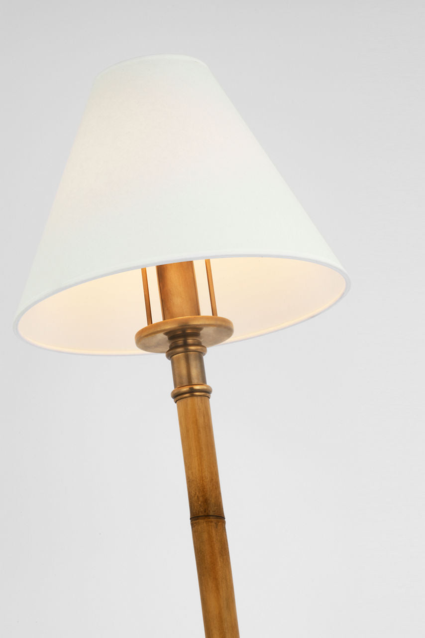 Dalfern Petite Reading Floor Lamp | Waxed Bamboo and Natural Brass | White Parchment Shade