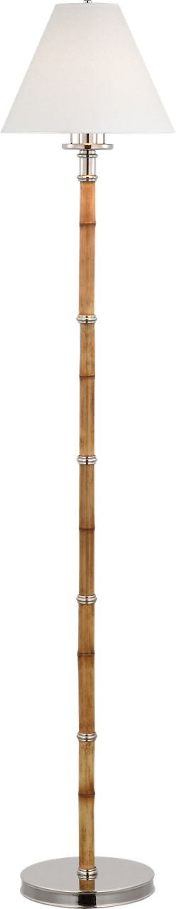 Dalfern Petite Reading Floor Lamp | Waxed Bamboo and Polished Nickel | White Parchment Shade