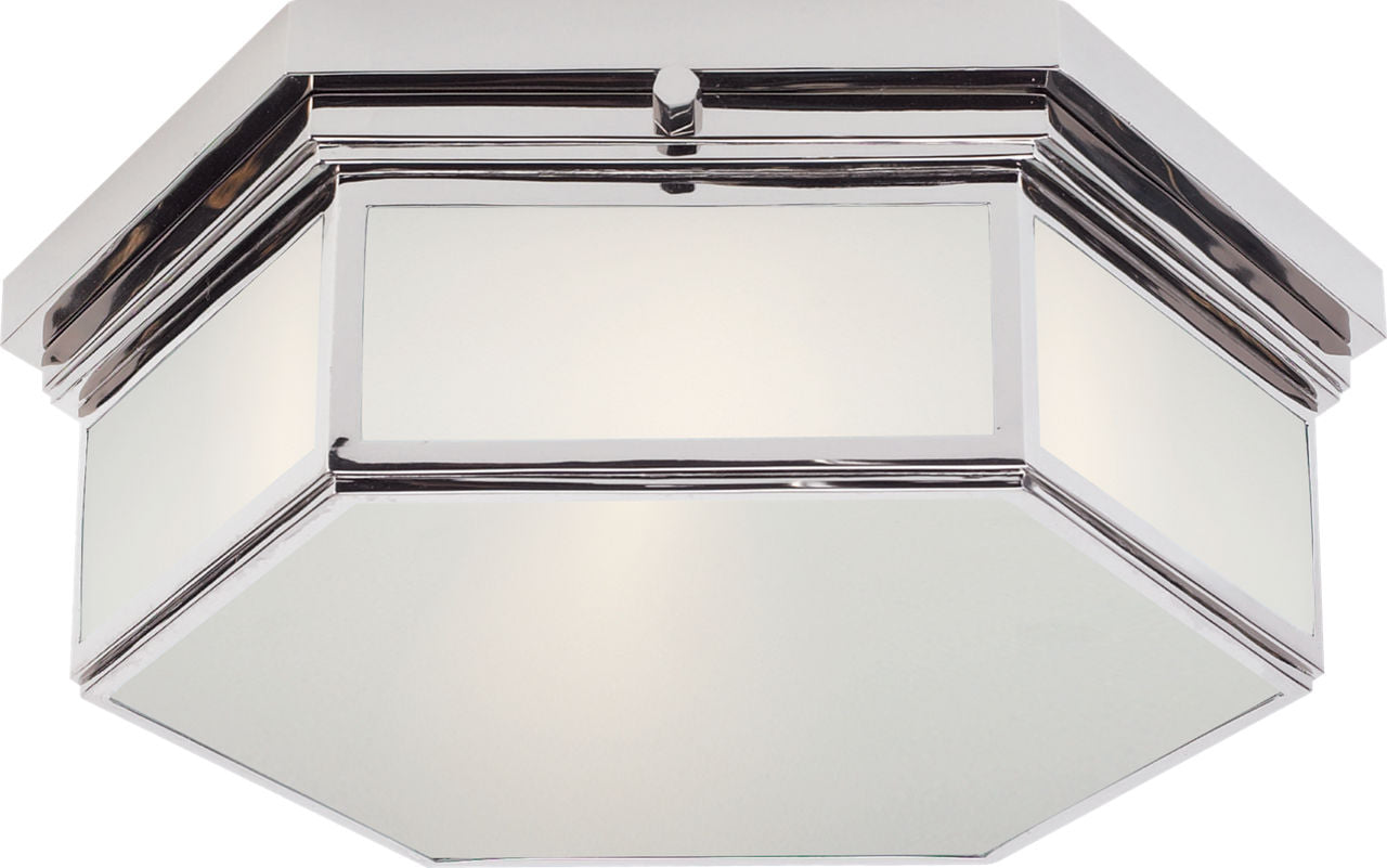 Berling Small Flush Mount | Polished Nickel | Frosted Glass