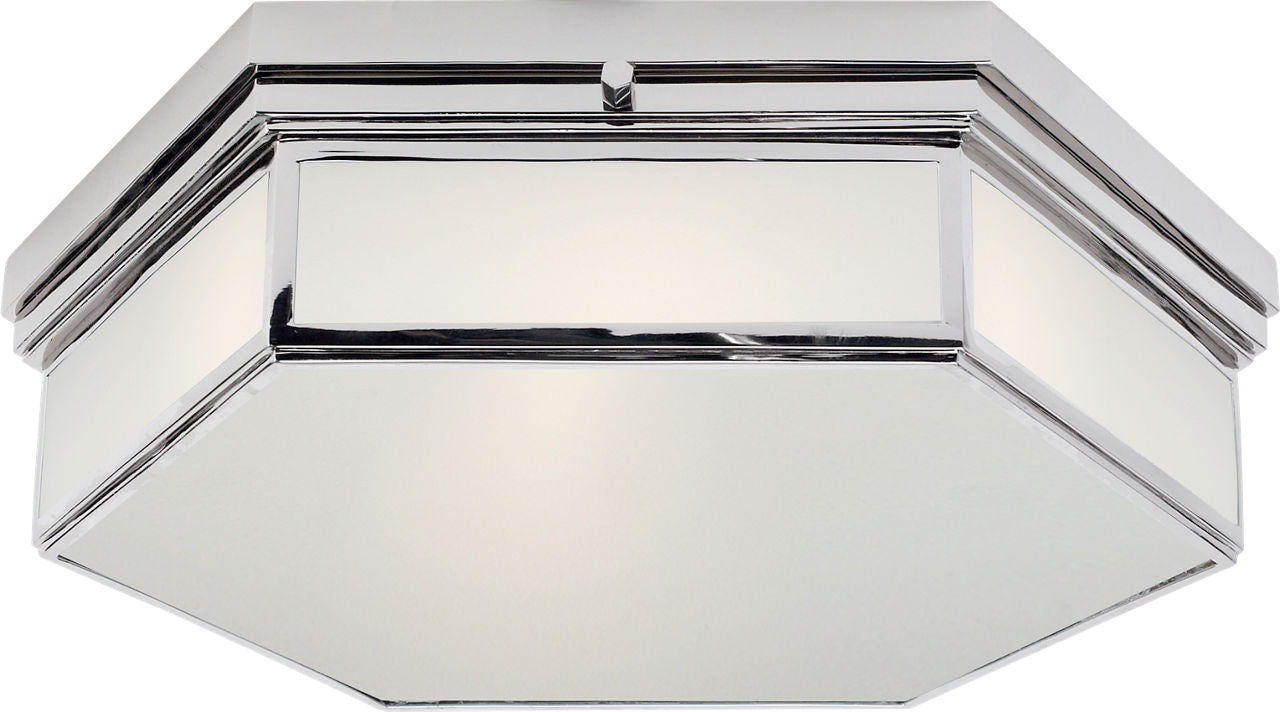Berling Large Flush Mount | Polished Nickel | Frosted Glass