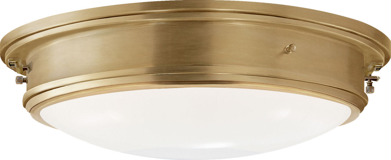 Marine Porthole Large Flush Mount | Natural Brass | White Glass
