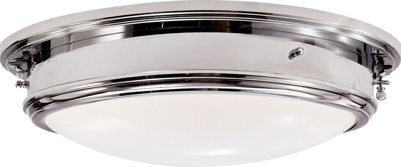 Marine Porthole Large Flush Mount | Polished Nickel | White Glass