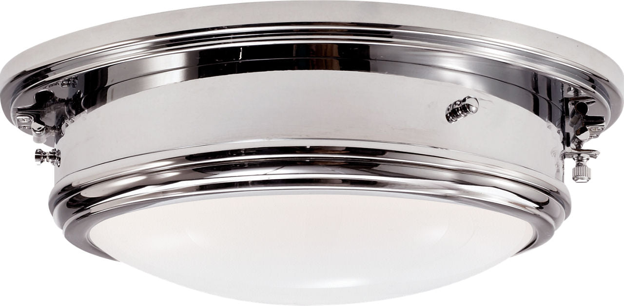 Marine Porthole Medium Flush Mount | Polished Nickel | White Glass