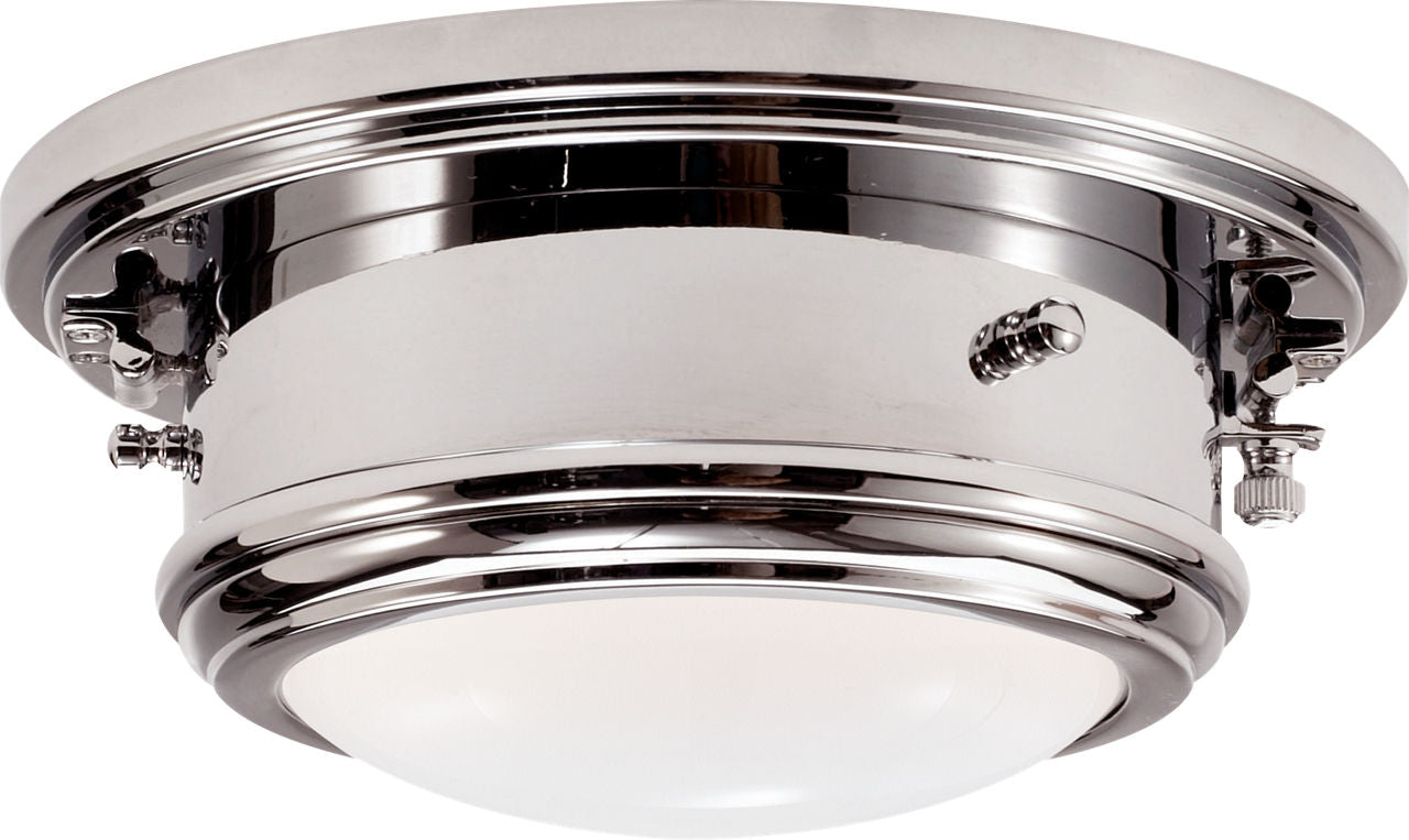 Marine Porthole Small Flush Mount | Polished Nickel | White Glass