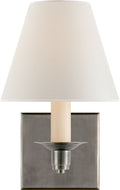 Evans Single Arm Sconce | Antique Nickel | Percale Shade