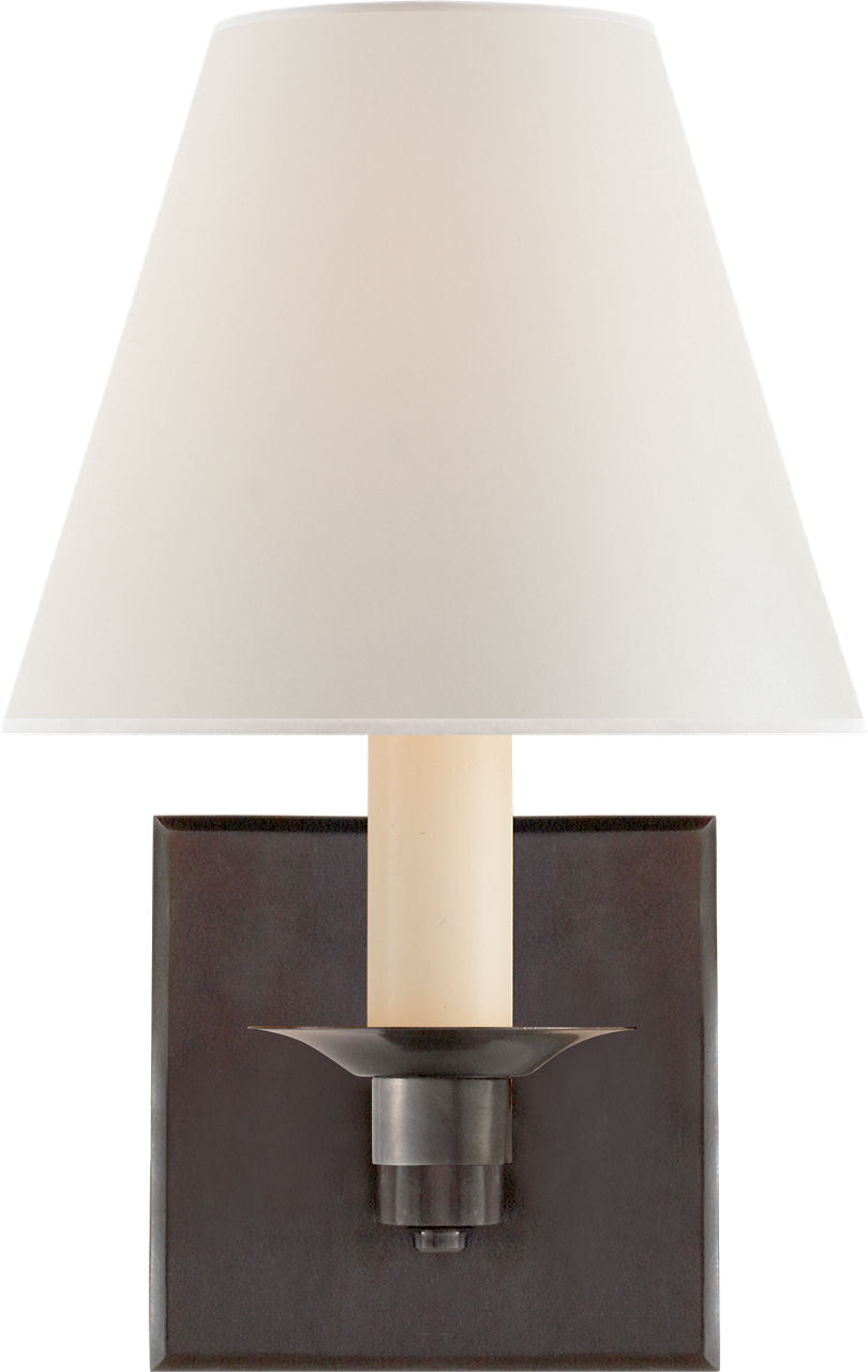 Evans Single Arm Sconce | Bronze | Percale Shade