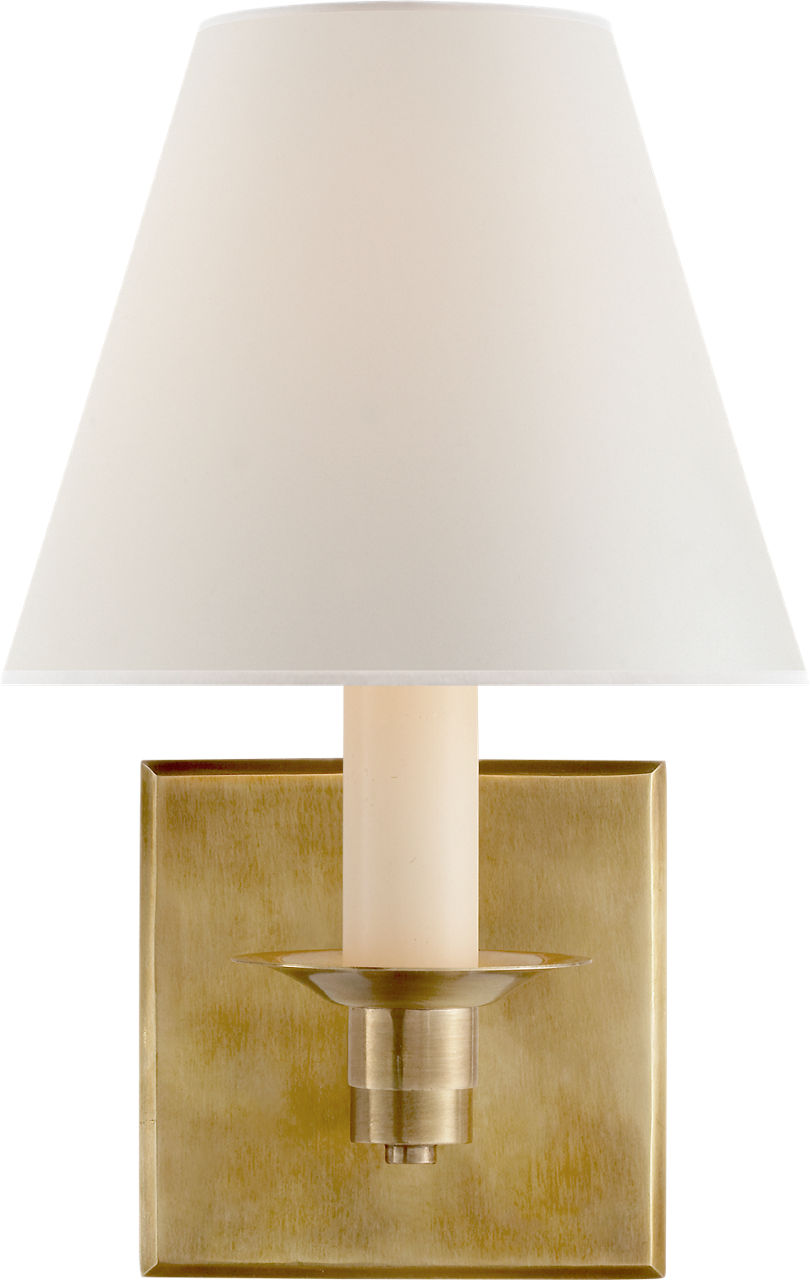 Evans Single Arm Sconce | Natural Brass | Percale Shade