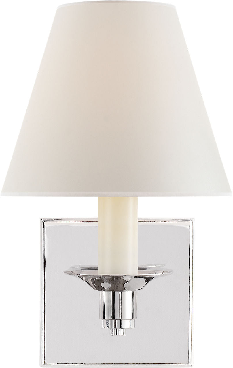 Evans Single Arm Sconce | Polished Nickel | Percale Shade