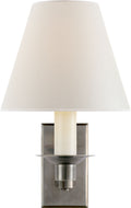 Evans Library Sconce | Antique Nickel | Percale Shade