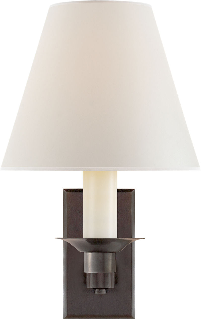 Evans Library Sconce | Bronze | Percale Shade