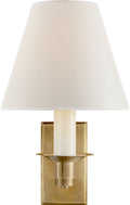 Evans Library Sconce | Natural Brass | Percale Shade