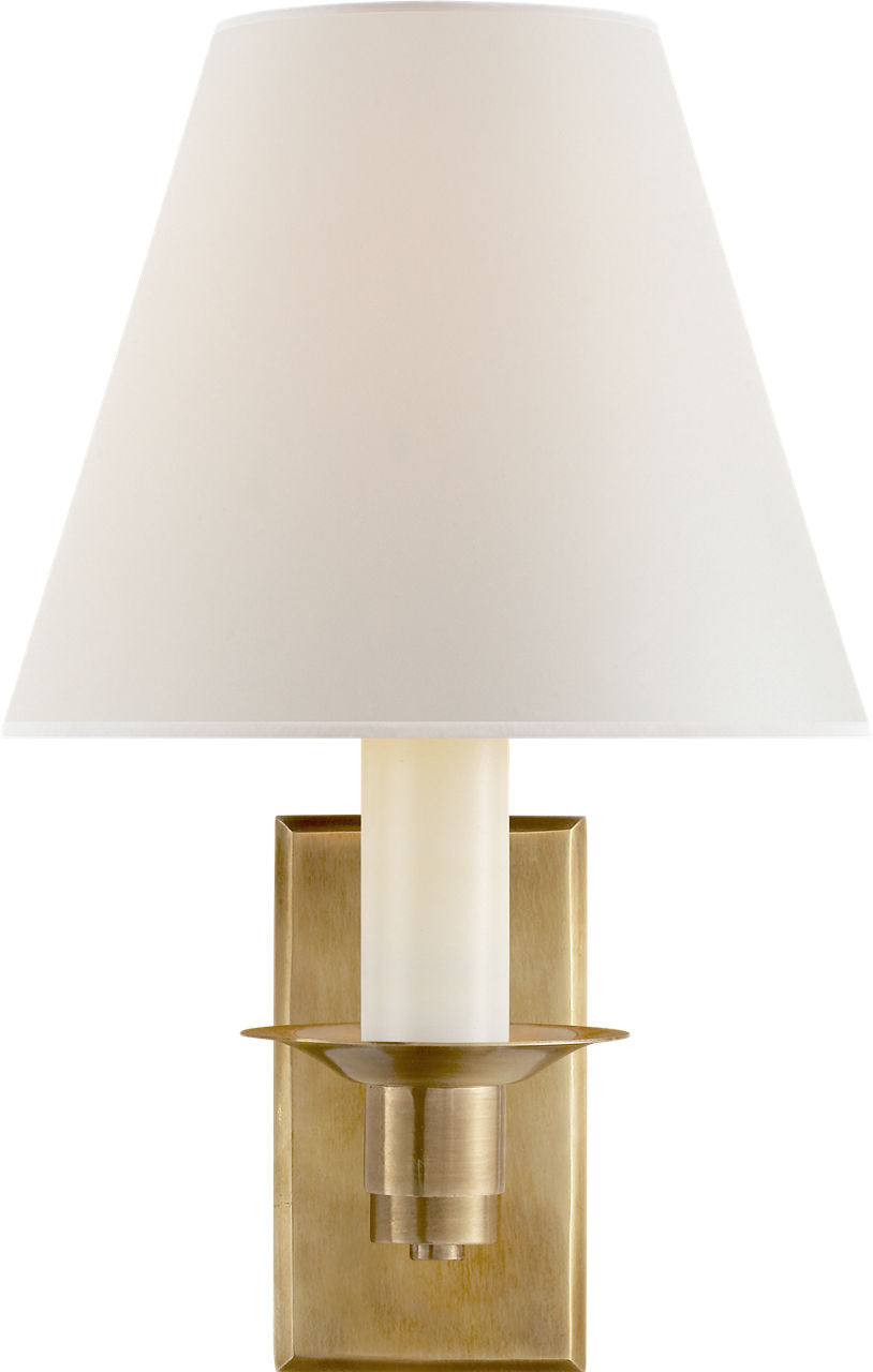 Evans Library Sconce | Natural Brass | Percale Shade
