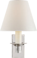 Evans Library Sconce | Polished Nickel | Percale Shade