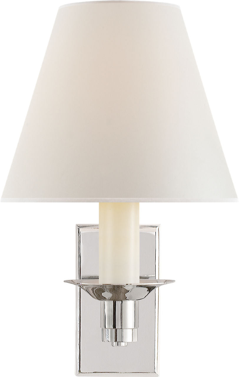 Evans Library Sconce | Polished Nickel | Percale Shade