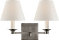 Evans Double Arm Sconce | Antique Nickel | Percale Shade