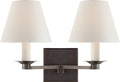Evans Double Arm Sconce | Bronze | Percale Shade