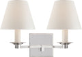 Evans Double Arm Sconce | Polished Nickel | Percale Shade